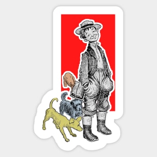 Boy with dogs Sticker